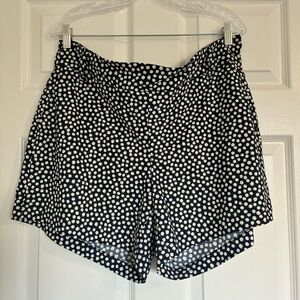 SPANX High Waist Blue and White Polka Dot Shorts